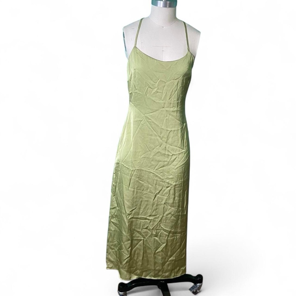 Asos Elegant Green Satin Slip Dress